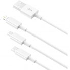 Cablu de date si incarcare SX-21, 3 capete (Lightning, Type-C, MicroUSB), 1.2 metri, 3A, alb