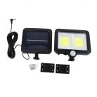 Lampa solara cu senzor de miscare, 108 COB LED, 2 grile, 2400lm, IP65, neagra