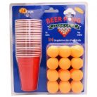 Joc de baut Beer Pong , 24 Pahare, 24 Mingi, material plastic, reutilizabil, portabil, rosu