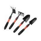 Set 4 unelte de gradina, maner extensibil, pentru plantare si ingrijire plante, otel carbon, negre