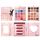 Set cosmetice Kevin & Coco, 4 Lip gloss, paleta farduri 40 culori nuante nude / rose, cutie cadou, Fara Sulfati, Pudra Compacta, Clasic, 17 x 14 x 5 cm, multicolor