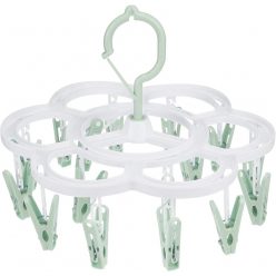   Uscator de Rufe Suspendat, 16 Carlige, Rotire 360 Grade, plastic, Usor de Depozitat, Multifunctional, 26 x 21 cm, Verde