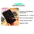 Caiet cu 10 fise razuibile DIY Magic Scratch, Curcubeu, Creion din Lemn, Cartonase negre, 14 x 10 cm, rosu