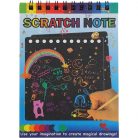 Caiet cu 10 fise razuibile DIY Magic Scratch, 14 x 10 cm, curcubeu, creion lemn, cartonase negre, albastru