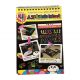 Caiet cu 10 fise razuibile DIY Magic Scratch, 26 x 19 cm, curcubeu, creion din lemn, cartonase negre