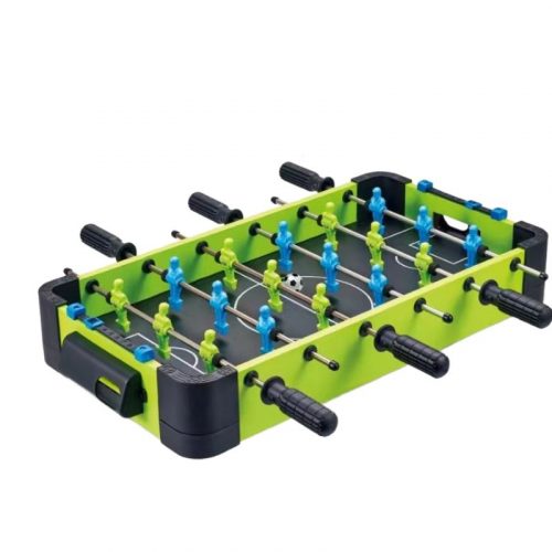 Masa de fotbal cu teren si 18 jucatori , 6 manere, tabela scor, metal, lemn si ABS, 51 x 44 x 17.5 cm, verde/albastru