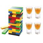 Joc de Baut, Turn Jenga din Plastic, cu 4 Pahare de Shot, +18 Ani, Multicolor