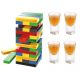 Joc de Baut, Turn Jenga din Plastic, cu 4 Pahare de Shot, +18 Ani, Multicolor