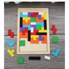 Puzzle Montessori dinl lemn, tip Tetris, 40 piese, multicolor