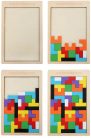 Puzzle Montessori dinl lemn, tip Tetris, 40 piese, multicolor