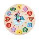 Jucarie educativa tip Montessori, ceas din lemn, model pinguin, 12 piese, multicolor