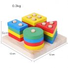 Jucarie Educativa tip Montessori, din lemn, + 36 Luni, forme geometrice, 16 piese, 12 x 12 cm, multicolor