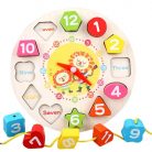 Jucarie Educativa model Ceas Leu, tip Montessori, lemn, 12 Piese, 17 cm, multicolor