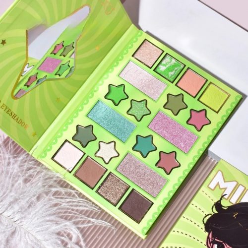 Paleta de machiaj KEVIN & COCO, 20 culori Green Girl, fard de pleoape si blush, verde