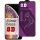 Folie de sticla Apple iPhone 15, Full Glue 8D Mirror Glass, efect oglinda, reflexie violeta, margini negre