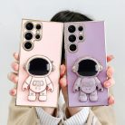 Husa Samsung Galaxy S24 Ultra, Astronaut Case, protectie camera, functie stand expunere, roz