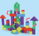 Set blocuri de constructie din spuma EVA, 29 de Piese, Interactive, 24.5x16x3.7 cm, Multicolor