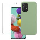 Set folie si husa Samsung Galaxy A52/A52s, sticla transparenta si Matt TPU, verde kaki