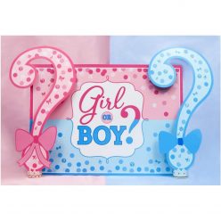   Banner pentru petrecere, model Girl or Boy, tematica Gender Reveal, 150 x 100 cm, albastru/roz