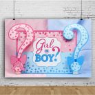 Banner pentru petrecere, model Girl or Boy, tematica Gender Reveal, 150 x 100 cm, albastru/roz