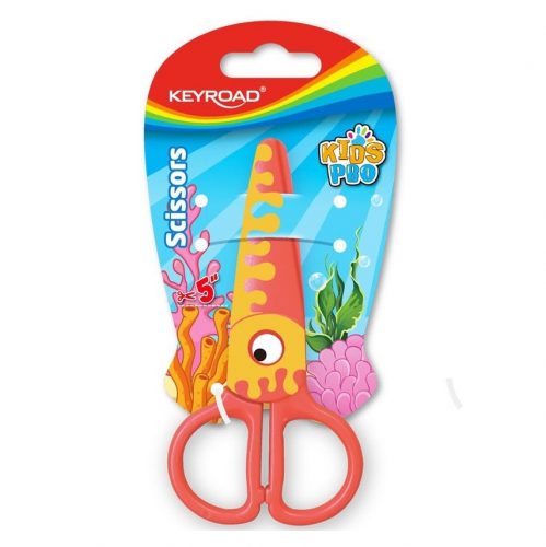 Foarfeca Keyroad Kids Pro KR971402, 13 cm, plastic, prescolari, peste portocaliu, blister