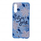 Husa Flowers Glitter pentru Apple iPhone 6 / 6S, cu mesaj, albastra