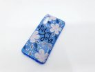 Husa Flowers Glitter pentru Apple iPhone 6 / 6S, cu mesaj, albastra