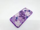 Husa Flowers Glitter pentru Apple iPhone 7 / 8, cu mesaj, mov