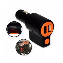   Modulator FM cu incarcare USB si Bluetooth Greatnice GTS-C905, 2 porturi USB, negru/portocaliu