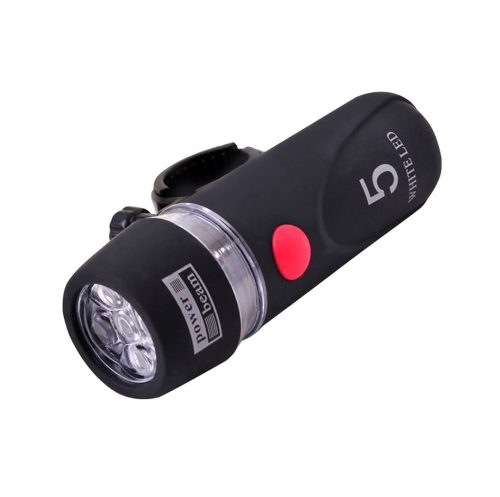 Lanterna cu 5 becuri LED pentru bicicleta, functionare baterii, neagra