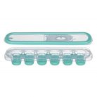 Cutie din silicon pentru cuburi de gheata verde, capac din plastic transparent, 12 compartimente