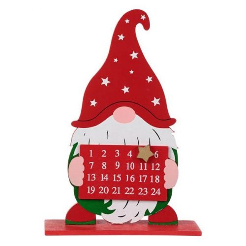 Decoratiune de Craciun din lemn, calendar cu gnom, 20 cm