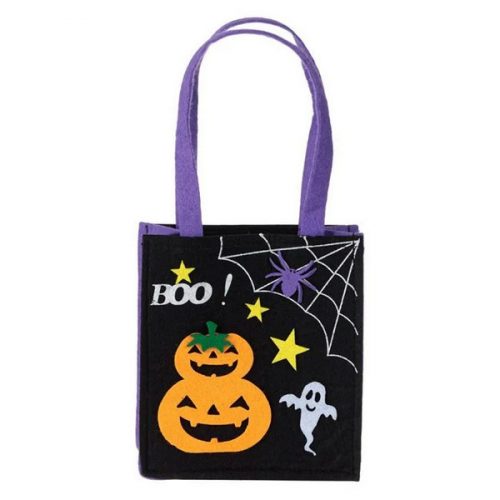 Cosulet "Trick or Treat" din pasla, dovleac Halloween fantoma, 14 x 6 x 15 cm