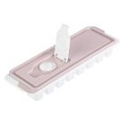 Cutie alba din plastic cu capac roz pal, pentru 16 cuburi de gheata