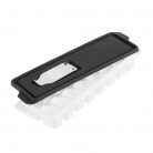 Cutie alba din plastic cu capac negru, pentru 16 cuburi de gheata