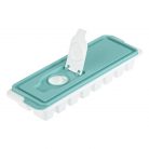 Cutie alba din plastic cu capac bleu, pentru 16 cuburi de gheata