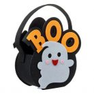 Cosulet "Trick or Treat" din pasla, negru, cu fantoma alba ”BOO”, Halloween, 18 x 6.5 x 17.5 cm