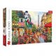 Puzzle Trefl, Paris cu turnul Eiffel, fata cu caine si bistro, 1000 de piese