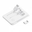 Set 3 in 1 Toppoint Card Connect, cablu USB cu 2 capete (Lightning si MicroUSB) si lanterna LED, alb