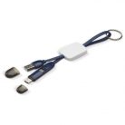 Cablu de incarcare tip breloc cu 2 capete (Type-C, MicroUSB), 17 cm, albastru