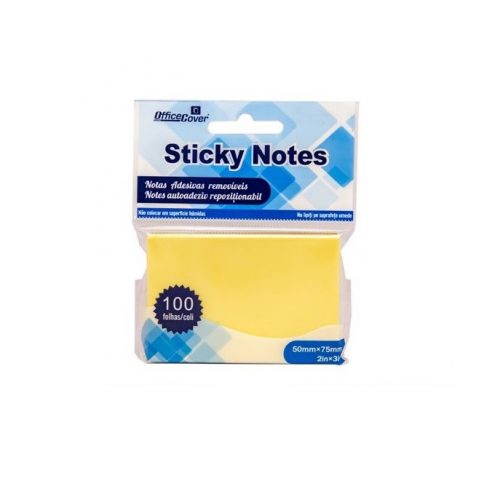 Notes adeziv Office Cover A02, 100 coli, 50 x 75 mm, galben pastel, blister