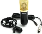 Microfon profesional Andowl Q-Mic3 pentru karaoke, vlogging, podcast, negru/auriu