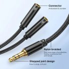 Splitter cablu audio Joyroom SY-A04, 2 x Jack 3.5mm (F) la Jack 3.5mm (M),  20 cm, negru