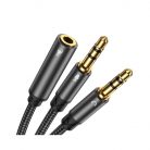 Splitter cablu audio Joyroom SY-A05, 2 x Jack 3.5mm (M) la Jack 3.5mm (F),  20 cm, negru