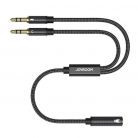 Splitter cablu audio Joyroom SY-A05, 2 x Jack 3.5mm (M) la Jack 3.5mm (F),  20 cm, negru