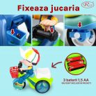 Jucarie Interactiva muzicala, cu lumini multicolore si rotire 360° , Baietel cu Tricicleta, 20.5x17 cm, 3+ ani