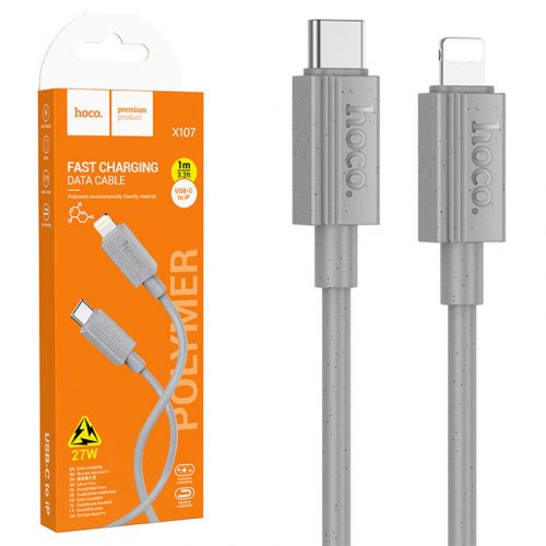 Cablu de date si incarcare Hoco X107, Type-C (USB-C) to Lightning, PD27W, QC3.0, gri