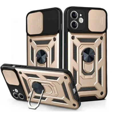 Husa Apple iPhone 15, Camshield Armor, inel sustinere, protectie camera, aurie