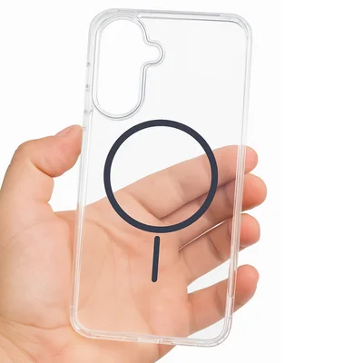 Husa protectie Samsung Galaxy A35, Colorful MagSafe, TPU, clear gray