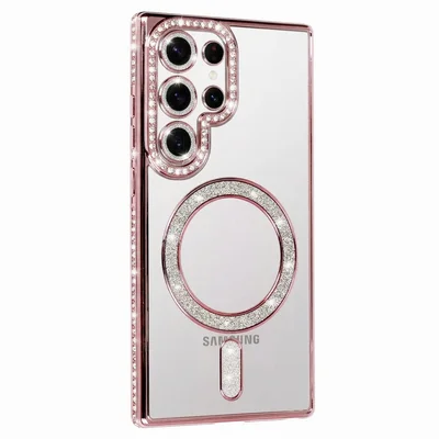 Husa Samsung Galaxy S25 Ultra, Electroplating Bling Magsafe, protectie camera, rose gold